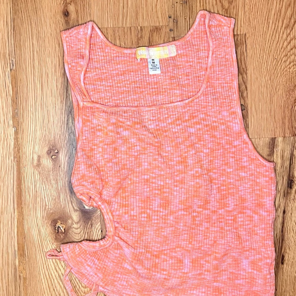 Urban Outfitters Coral Ribbed Tank with Side Tie